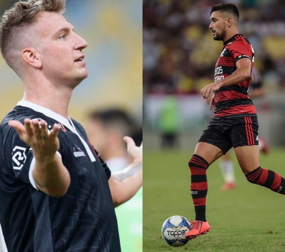 Arrascaeta marcou o gol do Flamengo e Maxi empatou para o Vasco. Montagem