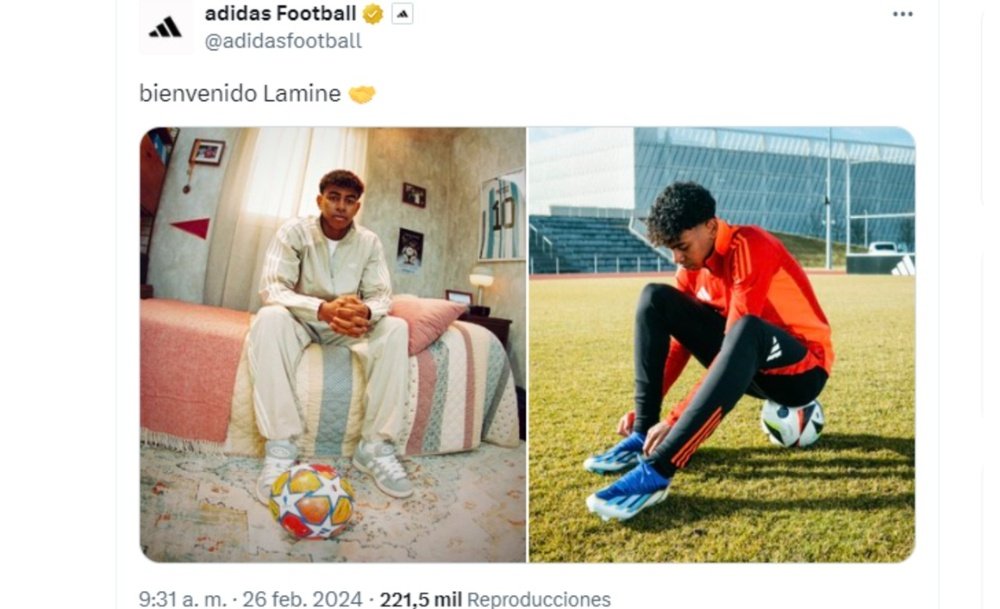 Lamine Yamal assina contrato com a Adidas, como seu novo patrocinador. Foto/Adidas