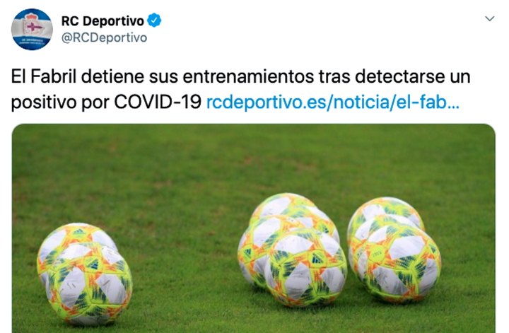 El filial del Deportivo para sus entrenamientos por un caso de COVID-19