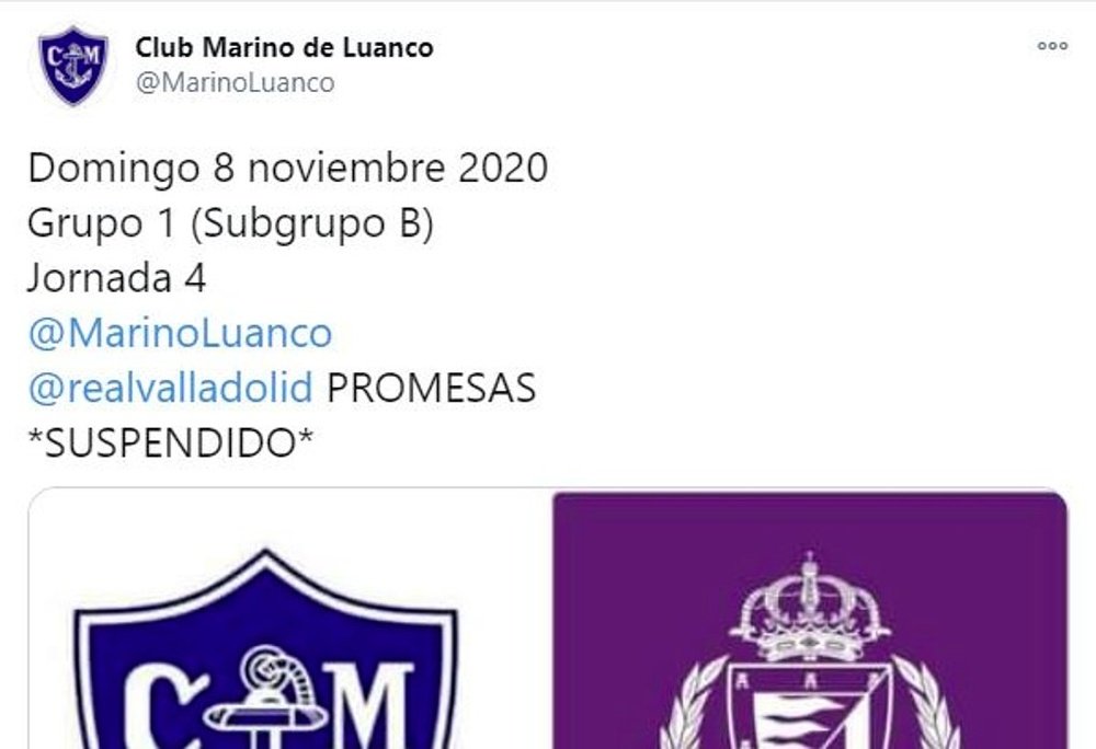 Valladolid Promesas have managed to postpone their match with Marino de Luanco. Twitter/MarinoLuanco