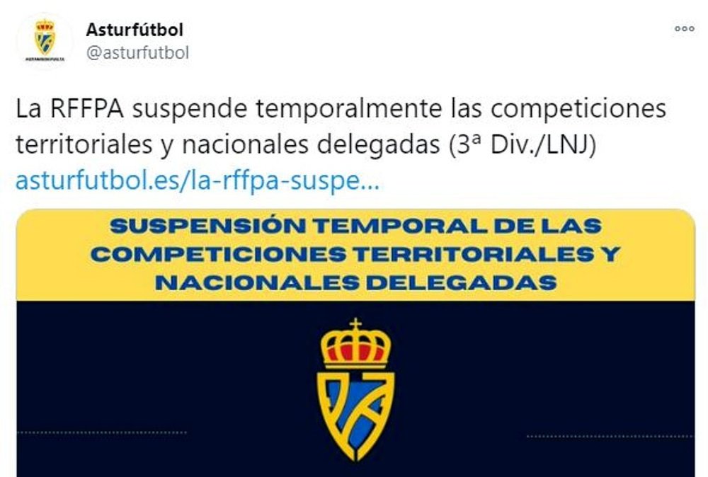 Asturias toma la decisión por las restricciones territoriales. Twitter/asturfutbol