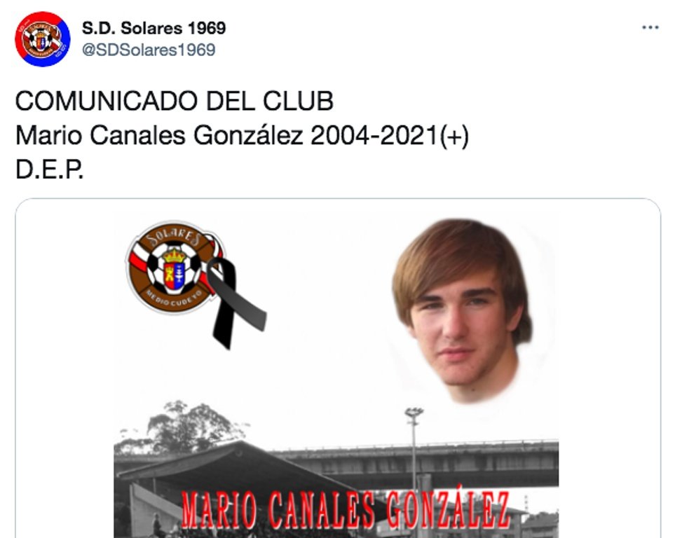 El Solares comunicó este martes el fallecimiento de Mario Canales. Twitter/SDSolares1969