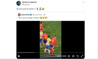 Vinicius went up to Aymeric Laporte and elbowed him in the back. Screenshot/Twitter/Laporte