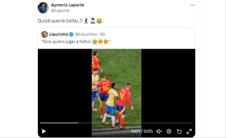 Laporte señaló un codazo de Vinicius: 