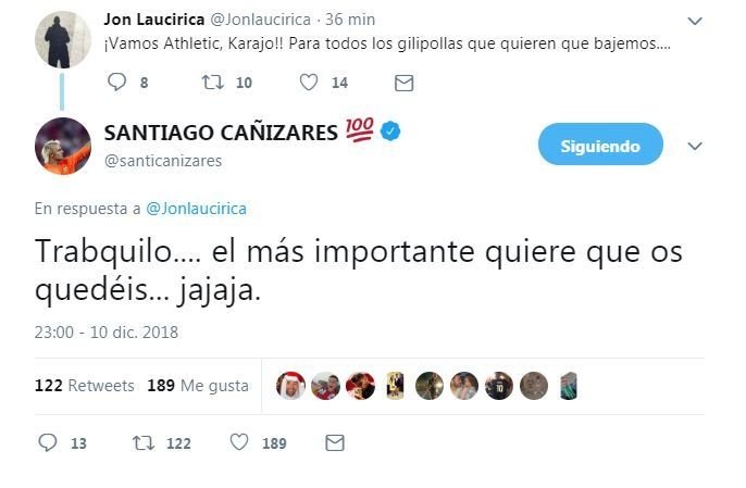 Cañizares afirmó que todo era una broma. Twitter