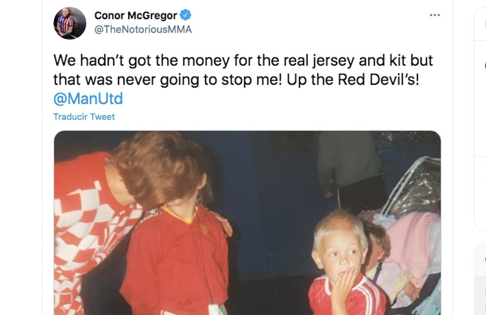 Conor McGregor, fan de ManchesterUnited depuis petit. Capture/Twitter/TheNotoriousMMA