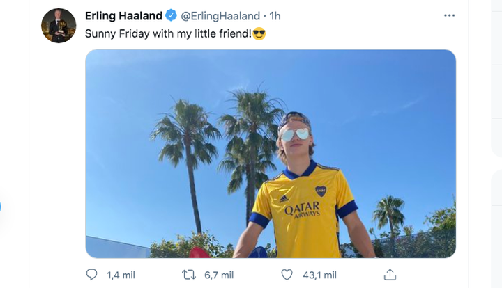 Erling Haaland won over Boca Juniors fans. Screenshot/Twitter/ErlingHaaland
