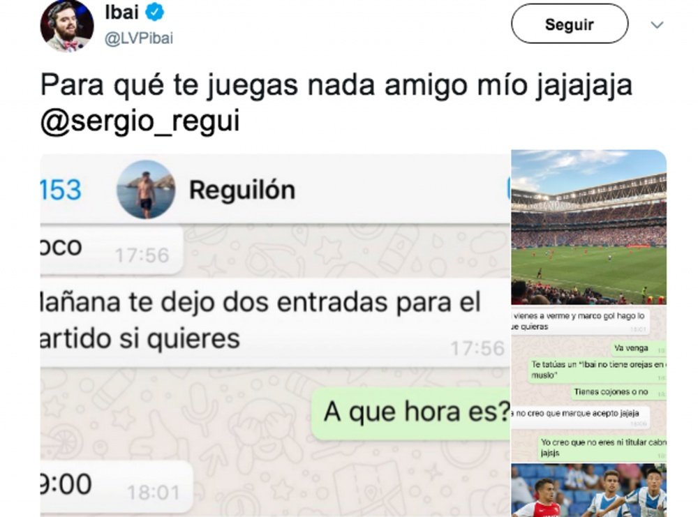 El tuit de Ibai a Reguilón. Twitter/LVPIbai