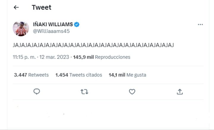 Iñaki Williams y Raúl García reaccionaron al gol anulado: carcajada y sutil emoticono