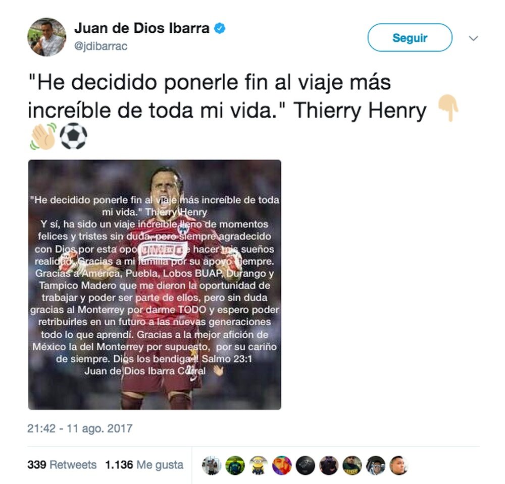 Juan de Dios Ibarra cuelga los guantes. Twitter/JuandeDiosIbarra