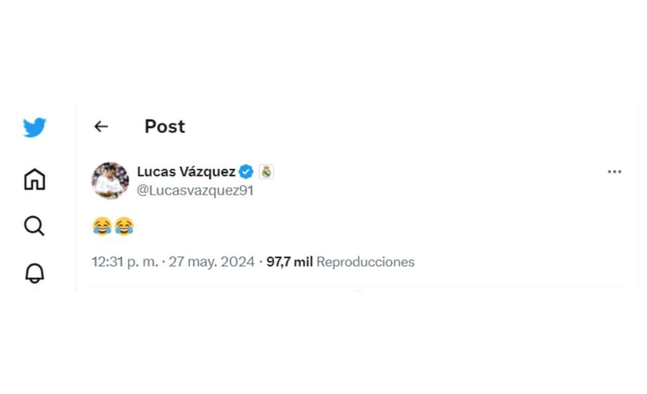 Lucas reaccionó a la lista de España. Captura/Twitter/Lucasvazquez91