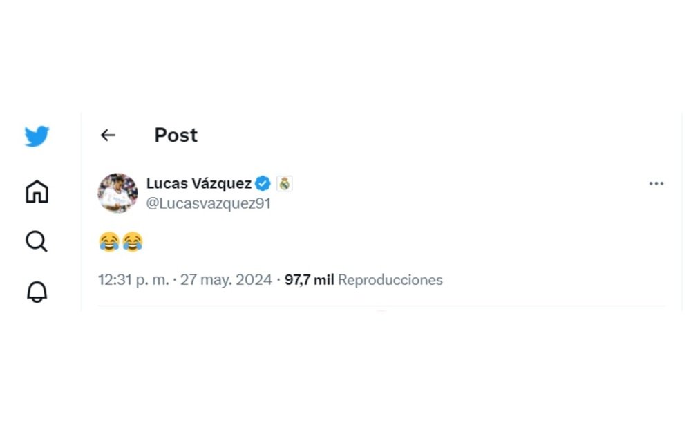 Lucas Vazquez posted two laughing emojies on his Twitter profile. Screenshot/Twitter/Lucasvazquez91