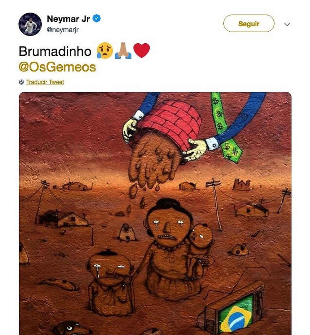 El brasileño se solidarizó a través de las redes. Twitter/NeymarJR