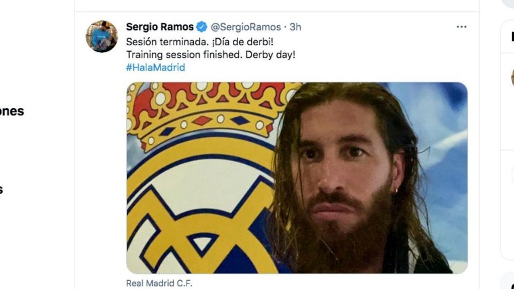 Ojo al 'look' de Sergio Ramos. Captura/Twitter/SergioRamos