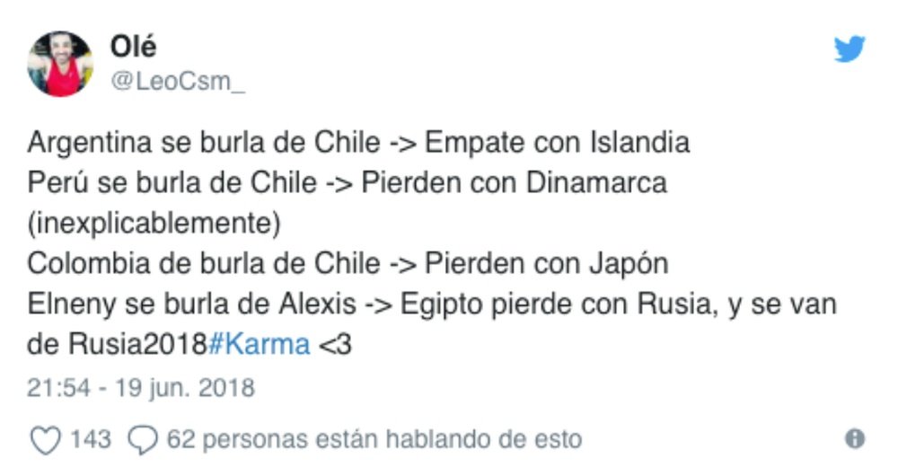 La venganza se sirve en un plato frío en Chile. Twitter/LeoCsm_