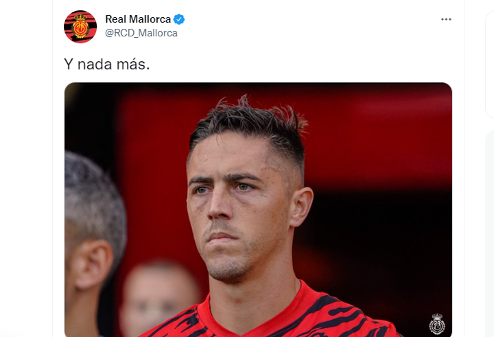 El Mallorca sigue enfrentado al Madrid. Captura/Twitter/RCD_Mallorca