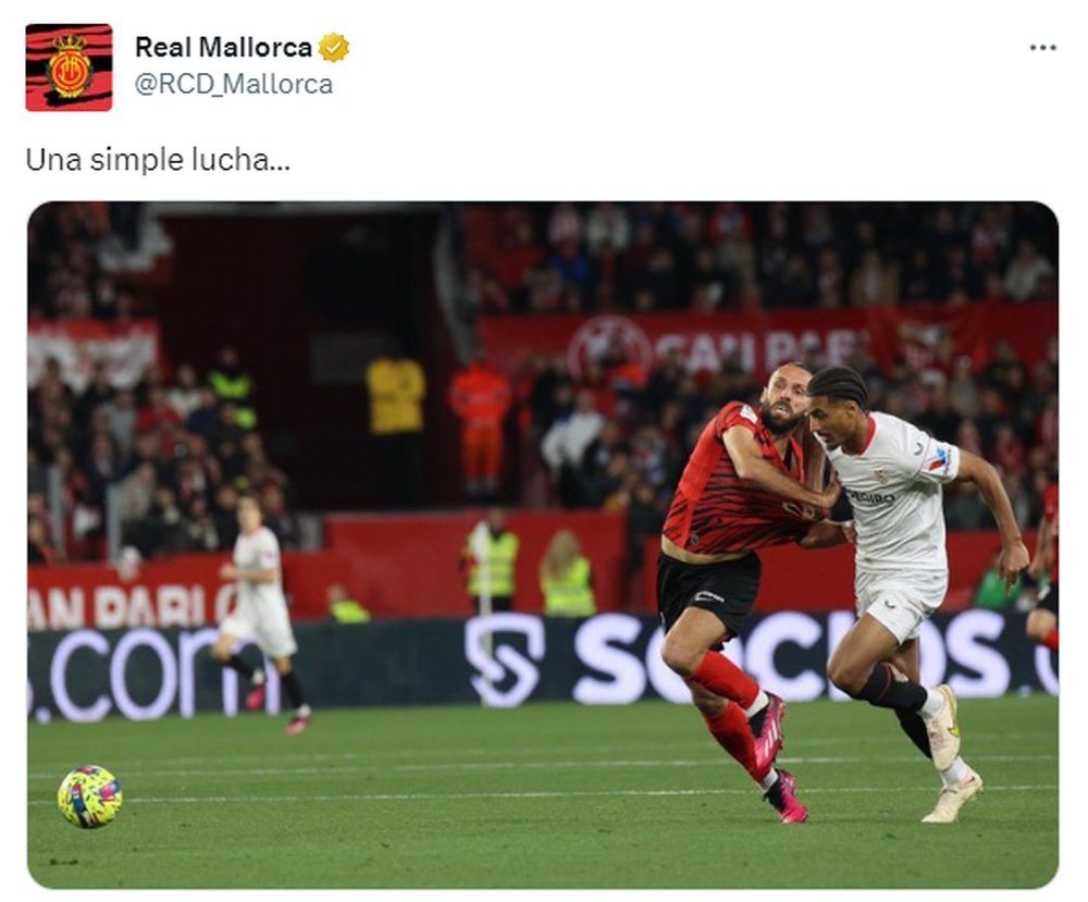Mallorca felt Sevilla should have been reduced to 10 men. Screenshot/Twitter/RCDMallorca