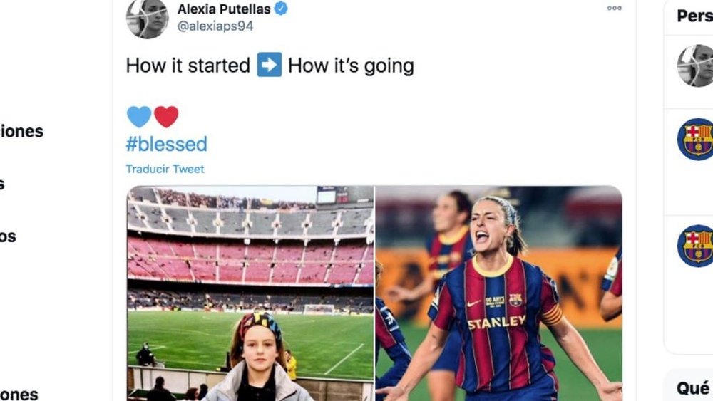Alexia Putellas y su historia de amor con el Barcelona. Captura/Twitter/alexiaps94