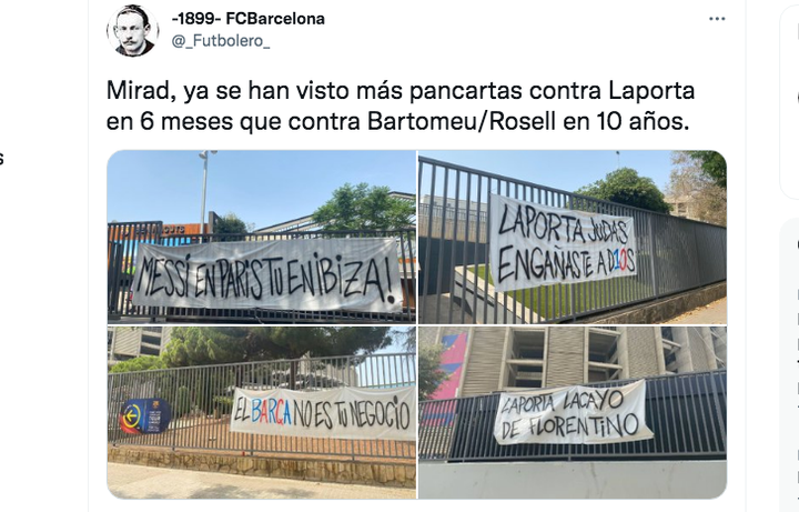 Des banderoles contre Laporta affichées au Camp Nou