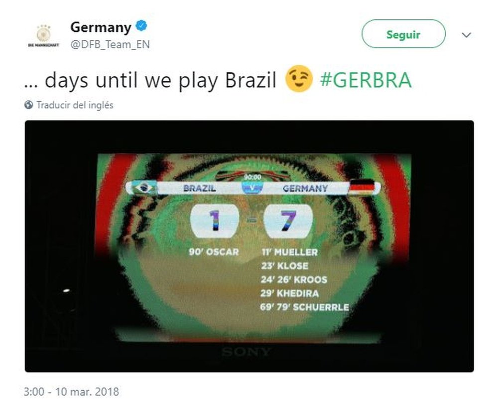 The tweet did not go down well in Brazil. Twitter/DFB_Team_EN