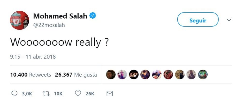 Salah no comprende que le hayan otorgado el gol a Kane. Twitter