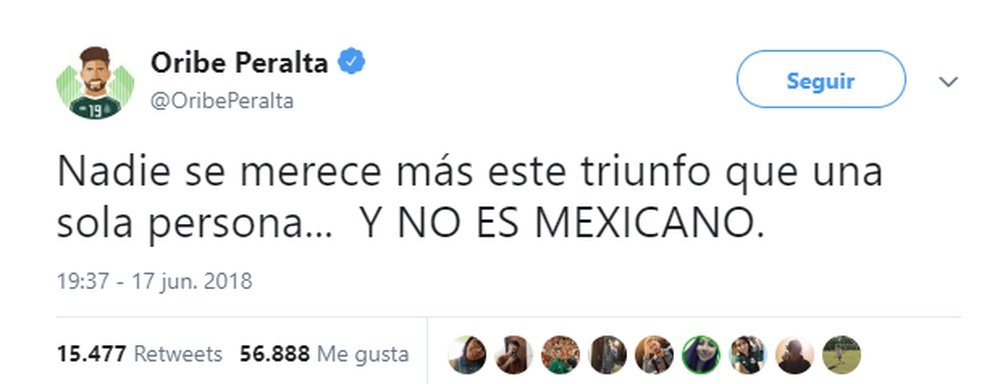 Peralta le dedicó el triunfo a Osorio. Twitter/OribePeralta