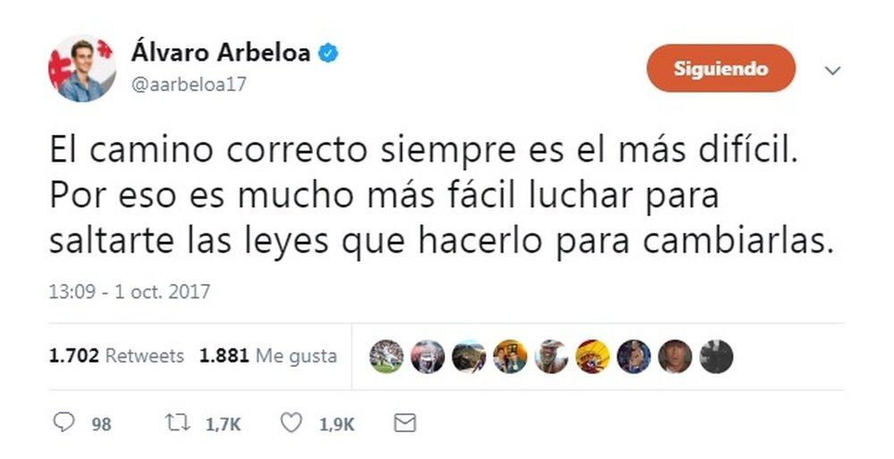 Arbeloa también quiso opinar sobre el referéndum. ÁlvaroArbeloa