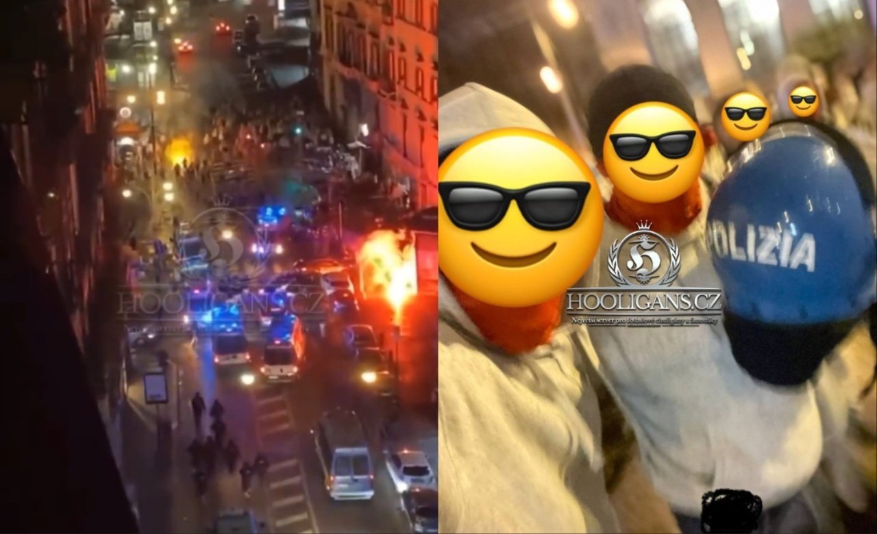 Los ultras de Berlín se pelearon con la policía... y se quedaron un casco