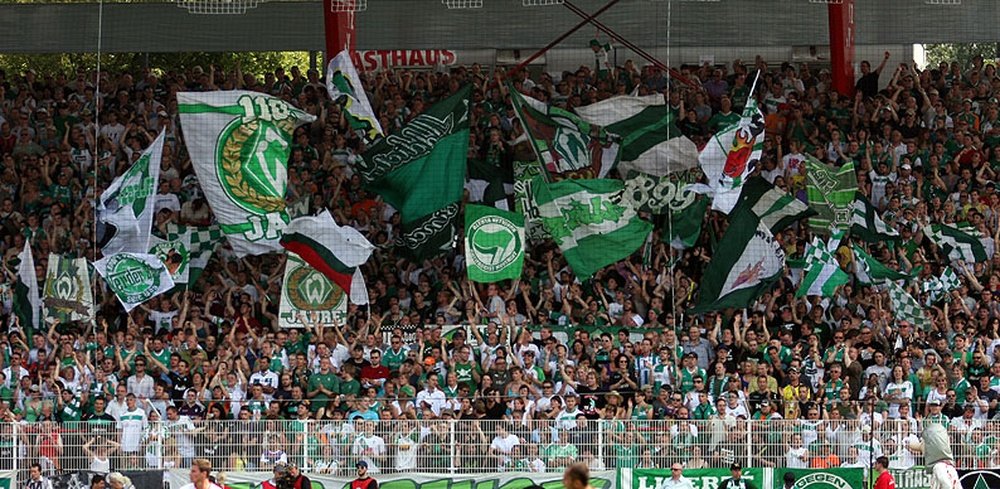 Ultras del Werder Bremen durante un encuentro del equipo alemán.