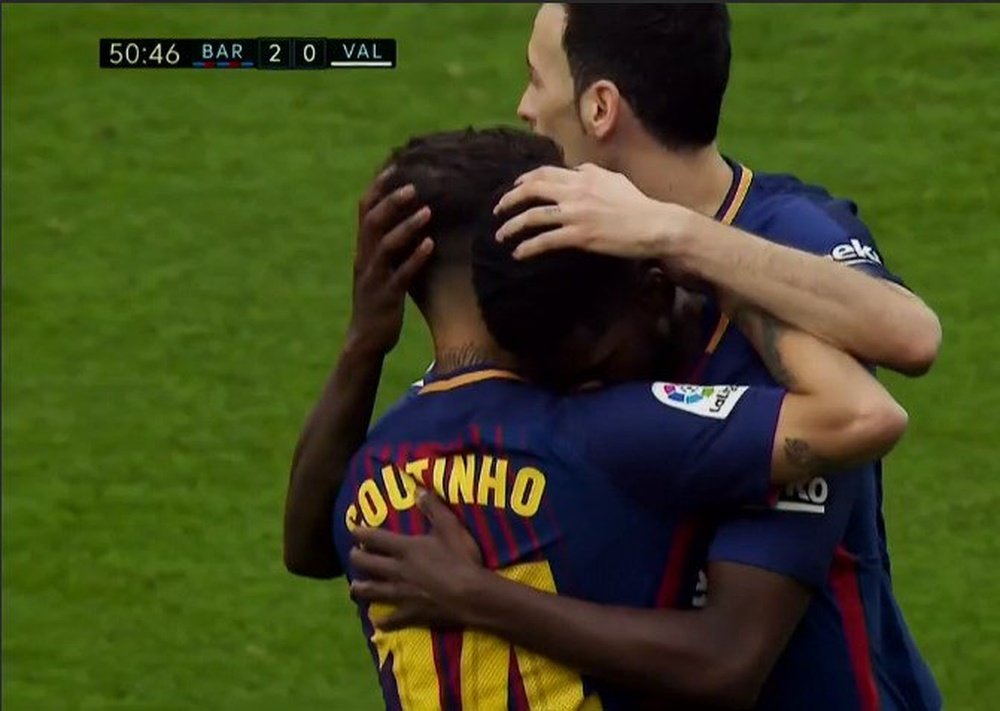 Umtiti scored Barcelona's second goal. Captura