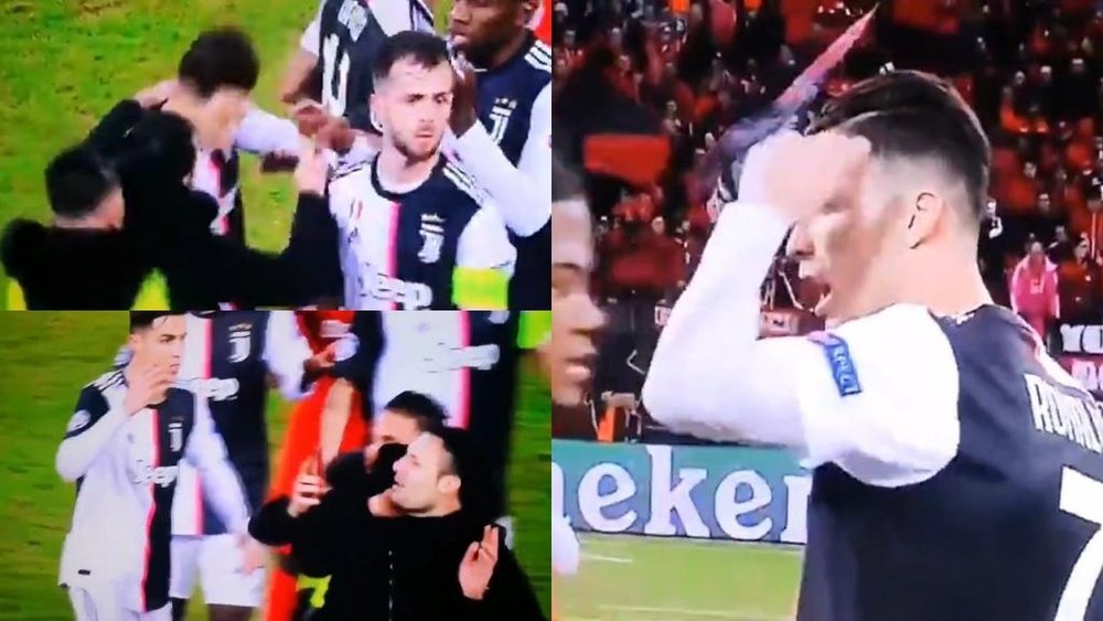 He wanted a picture and CR7 responded with a kick. Capturas/RAI