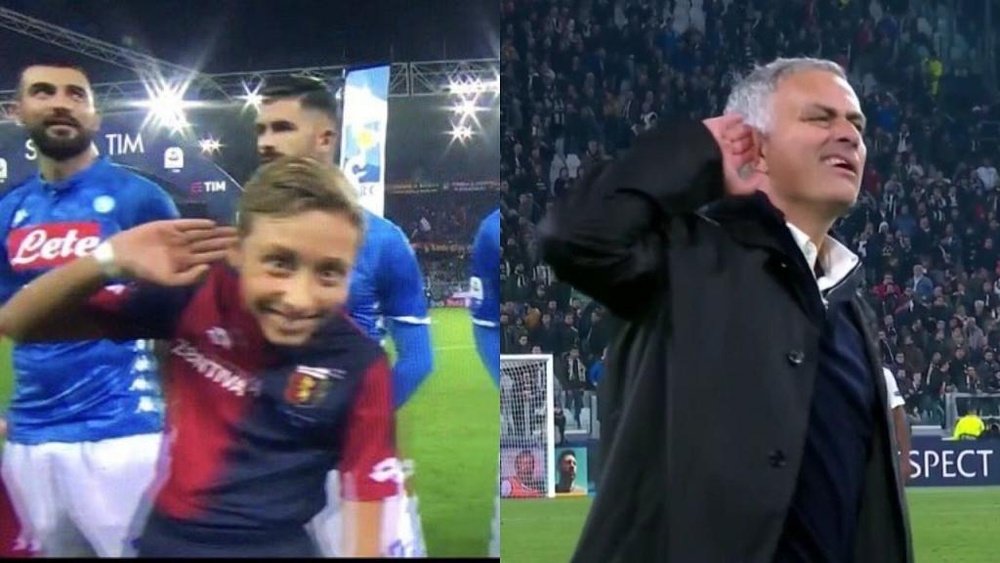Un joven imitó el gesto de Mourinho. Capturas