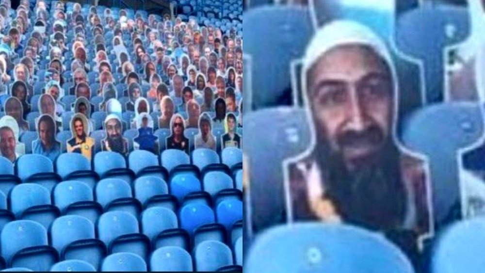 A Leeds fan gave a photo of Bin Laden. Screenshots/Twitter/LfcWrighty