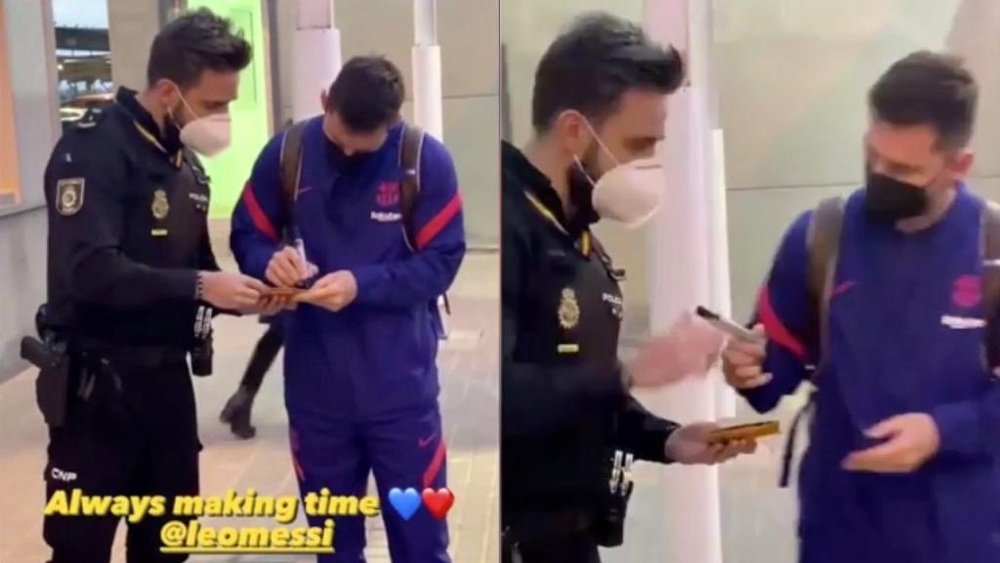 Messi é parado pela polícia... por um autógrafo! Capturas/Instagram