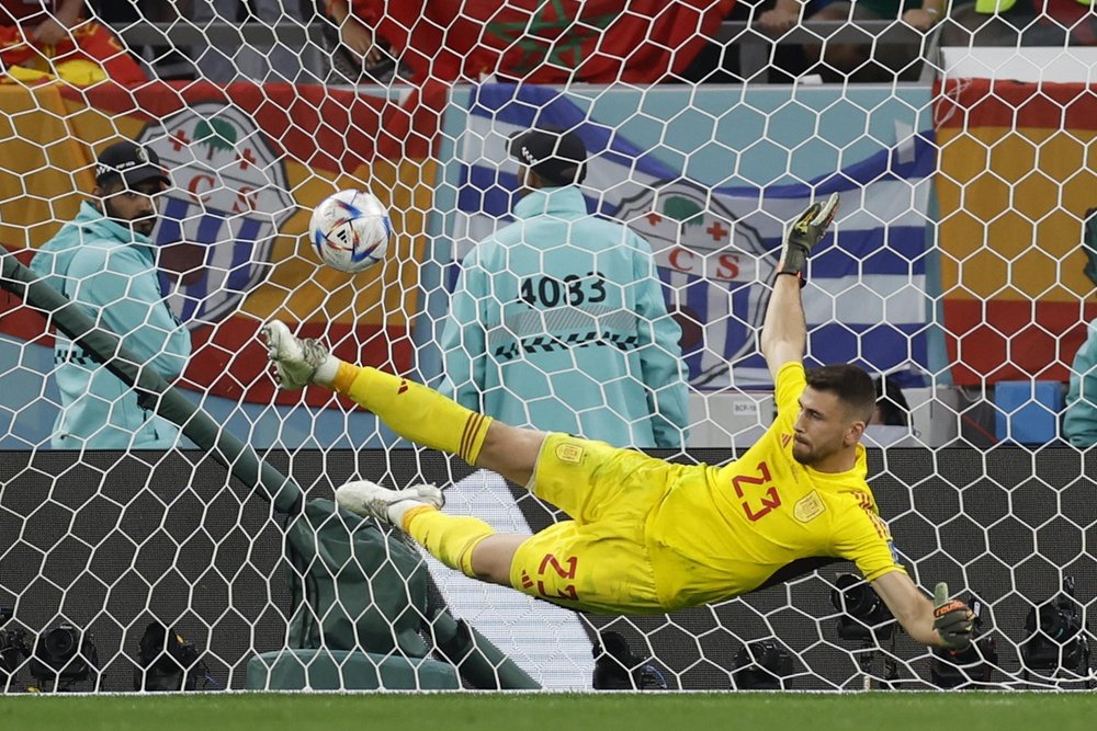 Unai Simon saved one penalty against Morocco. EFE