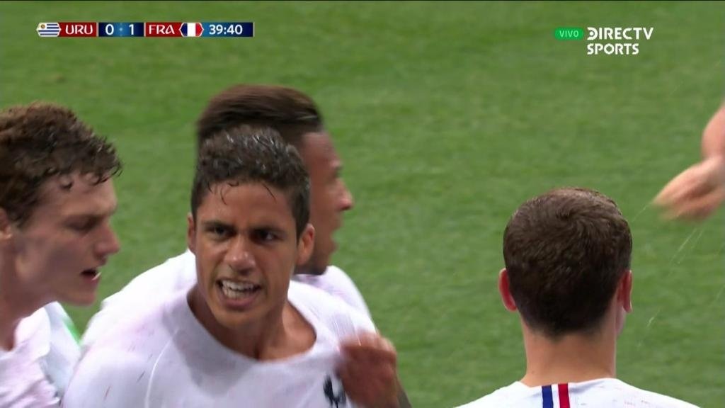 Varane flicked home Griezmann's ball in to break Uruguay's resistance