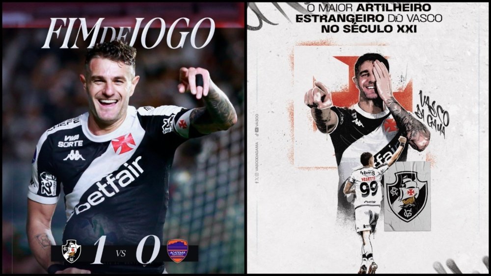 Vasco assume a liderança do Grupo G da Copa Sudamericana. Captura @VascodaGama