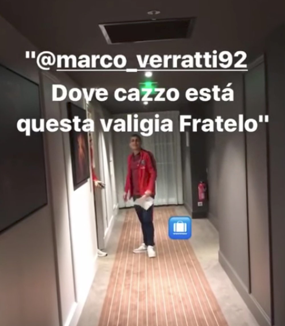 Verratti fue bromeado por sus compañeros del PSG. Captura/Instagram