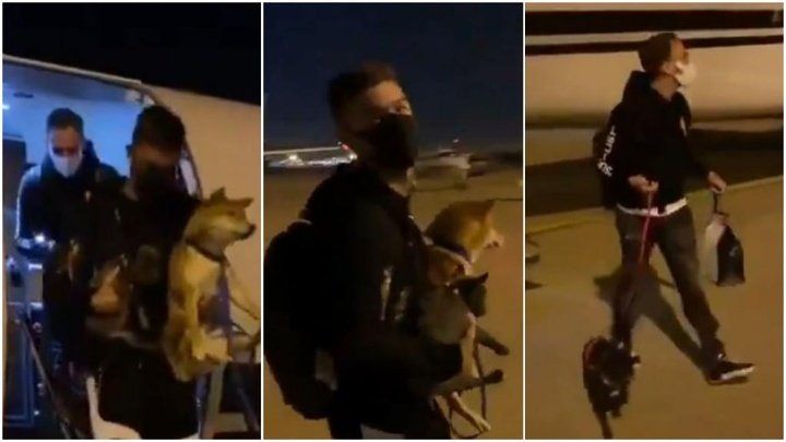 Vietto llegó a Riad... ¡con dos perros en brazos!