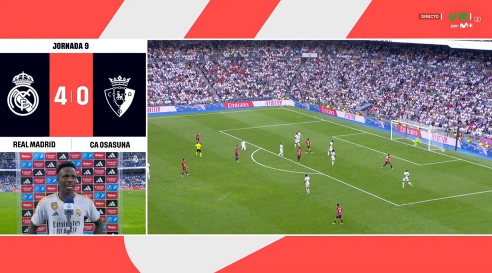 Vinicius analizó la victoria frente a Osasuna. Captura/MovistarLaLiga