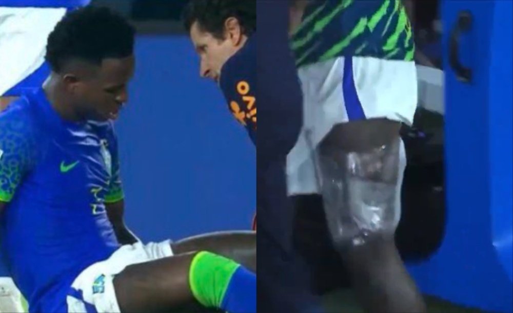 Vinicius was forced off in the 27th minute against Colombia. Screenshots/GolCaracol