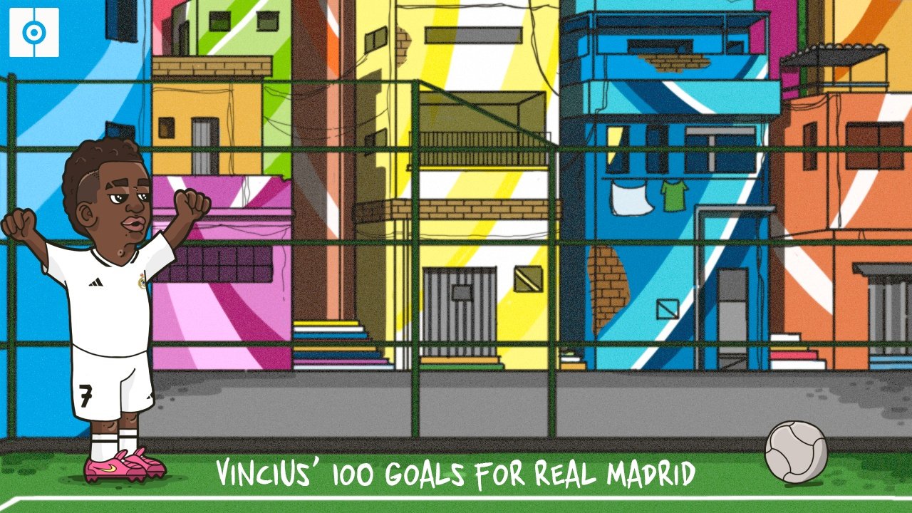 Vinicius Junior scored his 100th goal for Real Madrid against Salzburg. BeSoccer