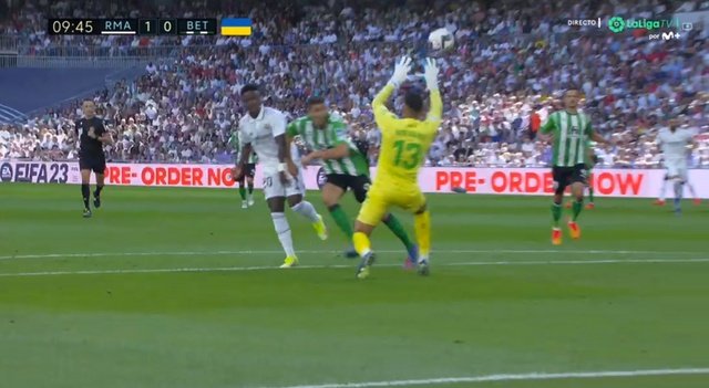 Canales scored the equaliser for Betis. Screenshot/MovistarLaLiga