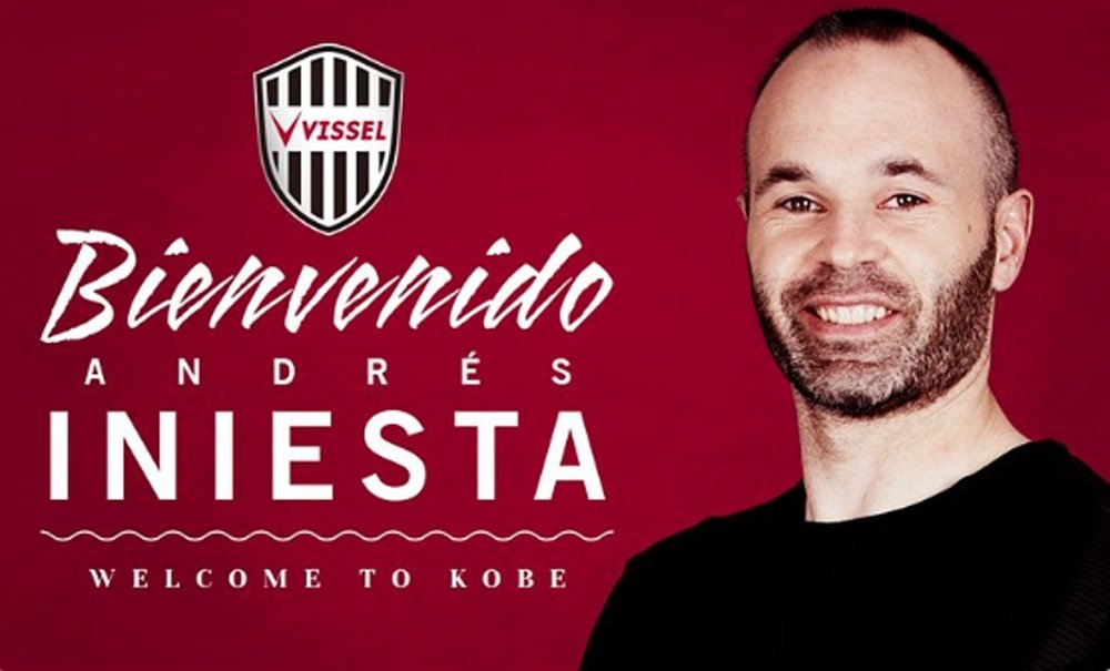 Iniesta já tem novo clube. Twitter/visselkobe