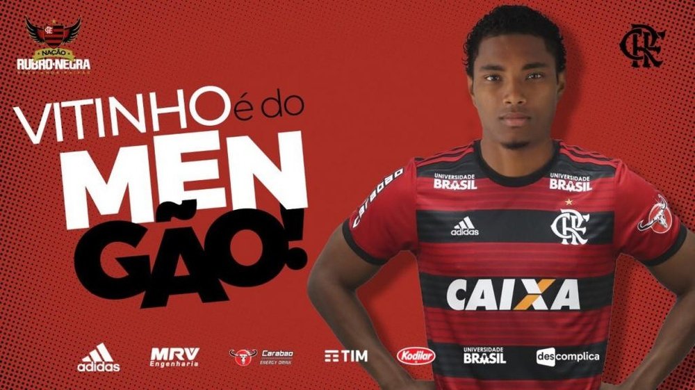 Vitinho é anunciado como jogador do Flamengo. Twitter @Flamengo