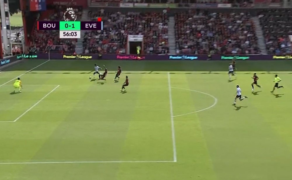 Walcott's goal was the first shot on target in the match. Screenshot/BEIN