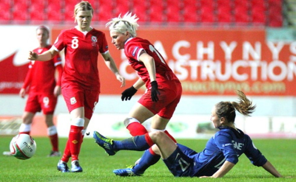 Wales ladies during a match against France ladies. WalesFC