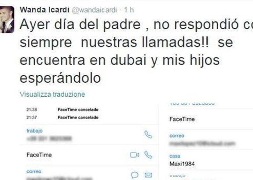 Wanda Icardi publica el número de Maxi López en Twitter