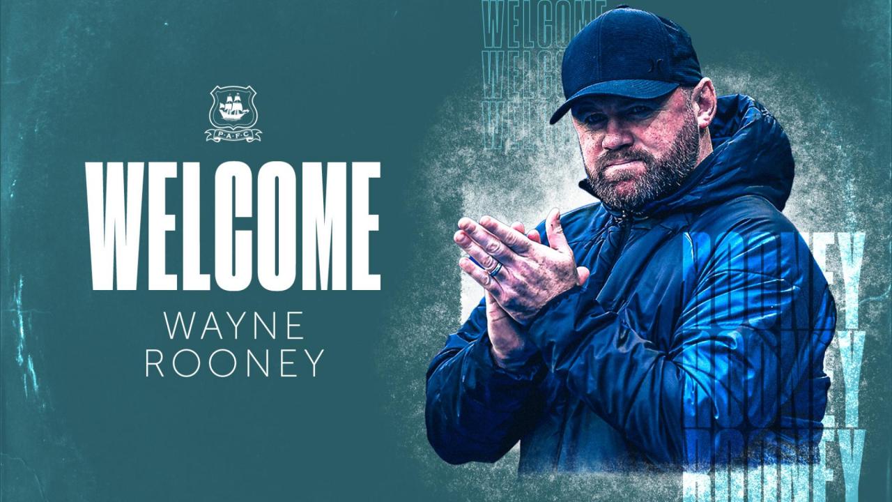 Wayne Rooney débarque sur le banc de Plymouth Argyle