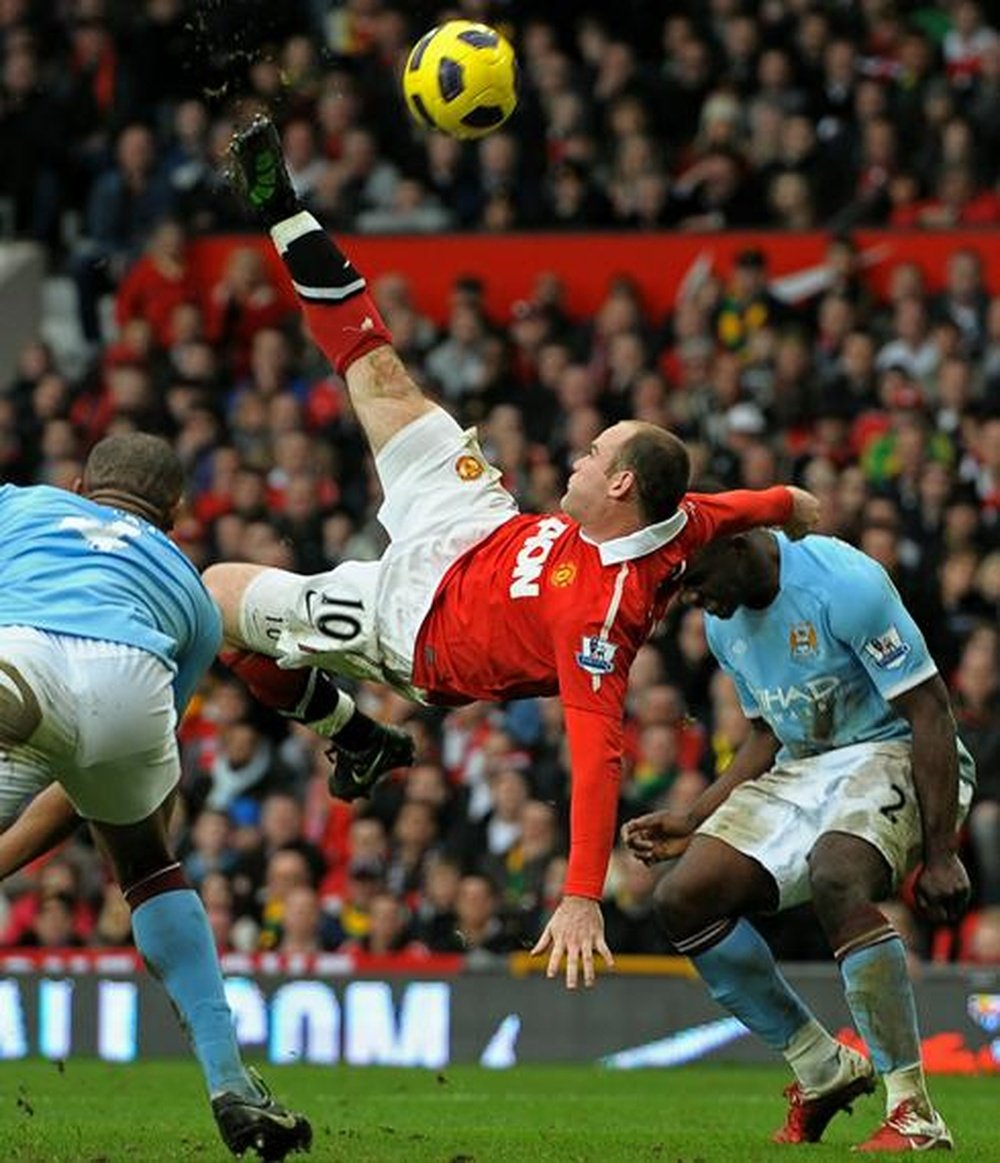 Rooney scored a famous overhead kick against City in 2011. AFP/Archivo